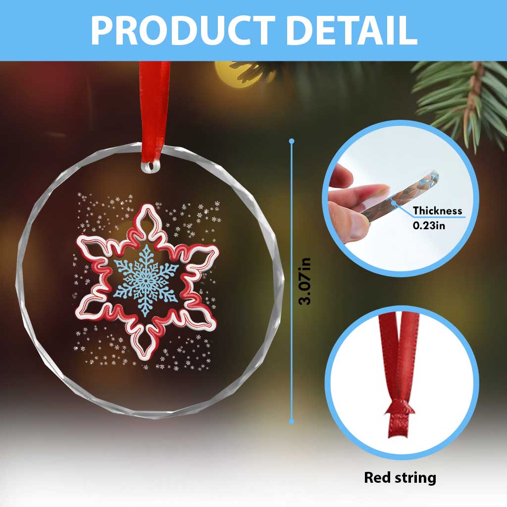 Snowflake Candy Cane Crystal Glass Ornament TS09 Print Your Wear