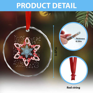 Snowflake Candy Cane Crystal Glass Ornament TS09 Print Your Wear
