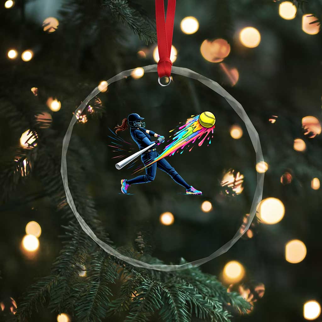 Softball Player Drip Crystal Glass Ornament TS10 Print Your Wear