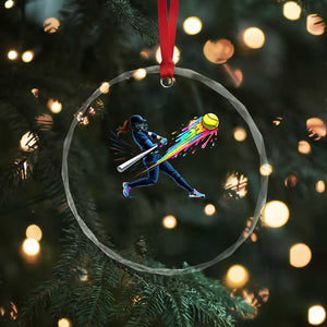 Softball Player Drip Crystal Glass Ornament TS10 Print Your Wear