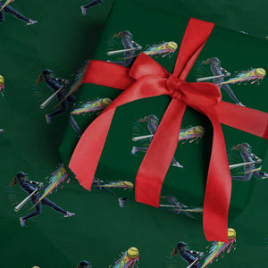 Softball Player Drip Wrapping Paper Roll TS10 Green Print Your Wear