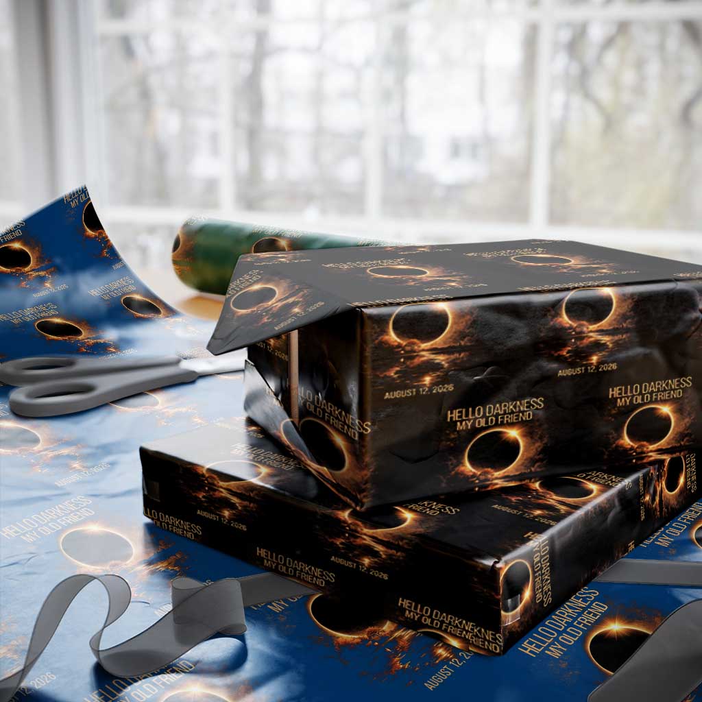 Solar Eclipse 2026 Wrapping Paper Roll Hello Darkness 12 August 2026 Totality Gift TS10 Black Print Your Wear