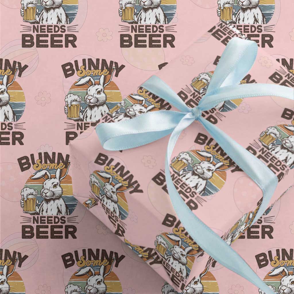 Some Bunny Needs Beer Funny Easter Drinking Humor Wrapping Paper Roll Retro Rabbit Beer Lover Gift TS02 Light Pink Print Your Wear