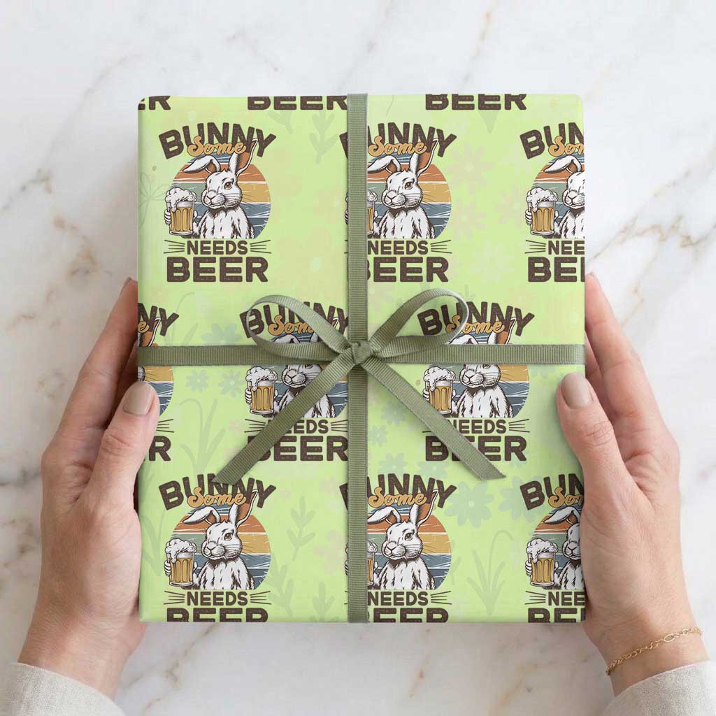Some Bunny Needs Beer Funny Easter Drinking Humor Wrapping Paper Roll Retro Rabbit Beer Lover Gift TS02 Lime Print Your Wear