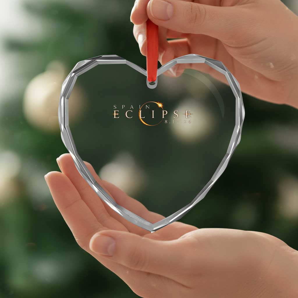 Spain Solar Eclipse 2026 Heart Crystal Glass Ornament August 12 2026 Total Eclipse TS11 Print Your Wear
