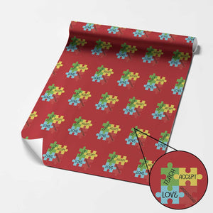 Special Ed Educator Autism Support Wrapping Paper Roll Teach Accept Understand Love TS12 Red Print Your Wear