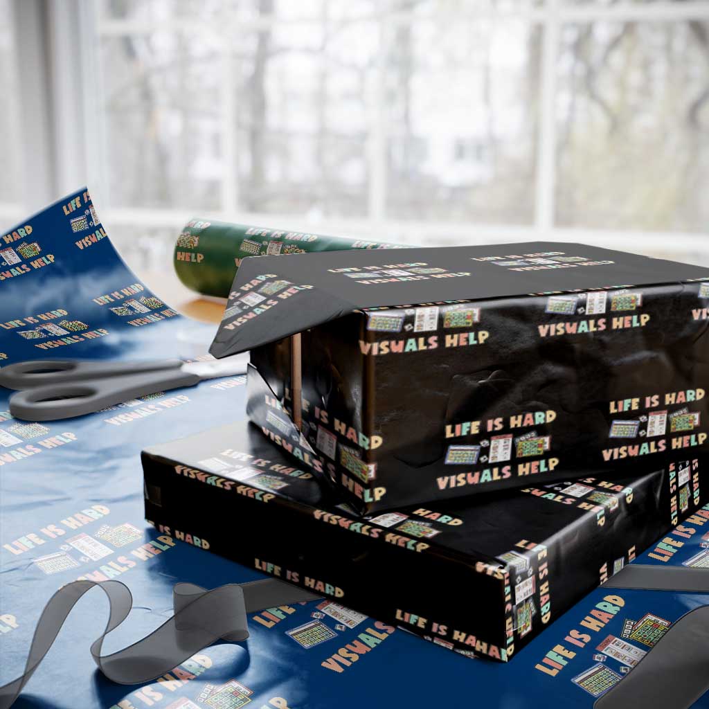 Special Education Wrapping Paper Roll Life Is Hard Visuals Help Sped Teacher TS02 Black Print Your Wear