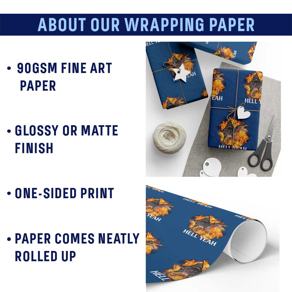 Spinosaurus Racha Explosion Hell Yeah Wrapping Paper Roll Dinosaur Shrieks Meme Funny Prehistoric Fire Blast TS02 Print Your Wear