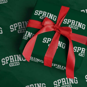 Spring Vibes Wrapping Paper Roll Spring Break Easter Day Bold Text TS11 Green Print Your Wear