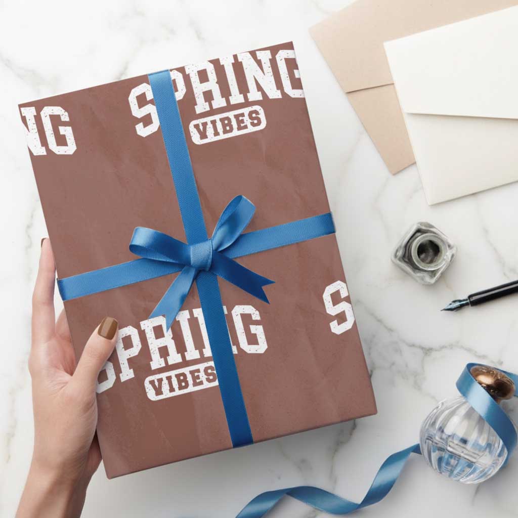 Spring Vibes Wrapping Paper Roll Spring Break Easter Day Bold Text TS11 Mocha Print Your Wear