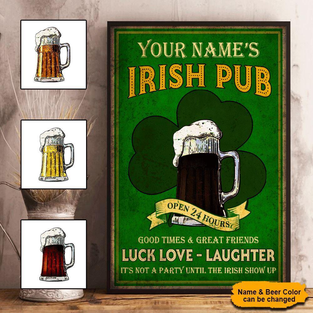 Personalized St Patricks Day Poster Irish Pub CTM Canvas Custom - Printyourwear