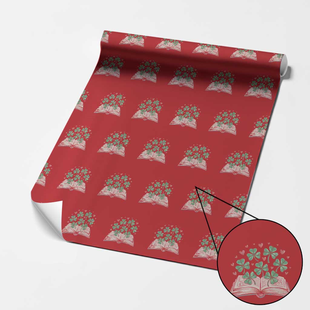 St Patricks Day Book Lover Wrapping Paper Roll Librarian Core Lucky Shamrocks TS02 Red Print Your Wear