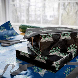 St Patricks Day Book Lover Wrapping Paper Roll Librarian Core Lucky Shamrocks TS02 Black Print Your Wear