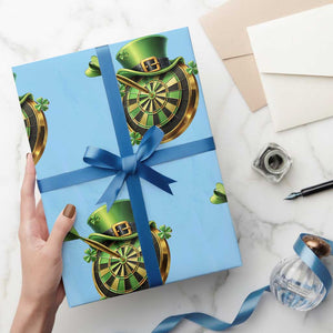 St Patricks Day Irish Darts Board Celebration Gift Wrapping Paper Roll TS12 Light Blue Print Your Wear