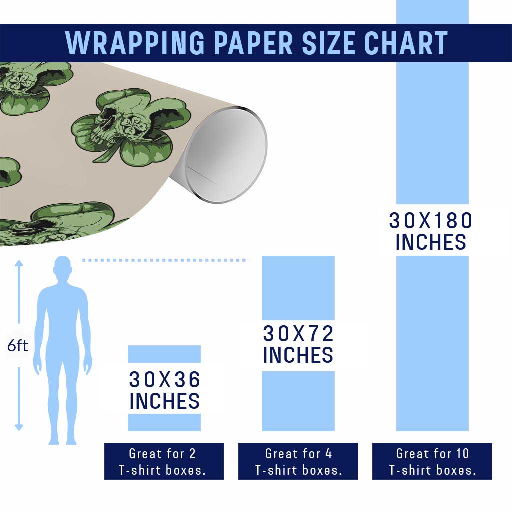 St Patricks Day Lucky Shamrock Skull Gift Wrapping Paper Roll TS12 Print Your Wear