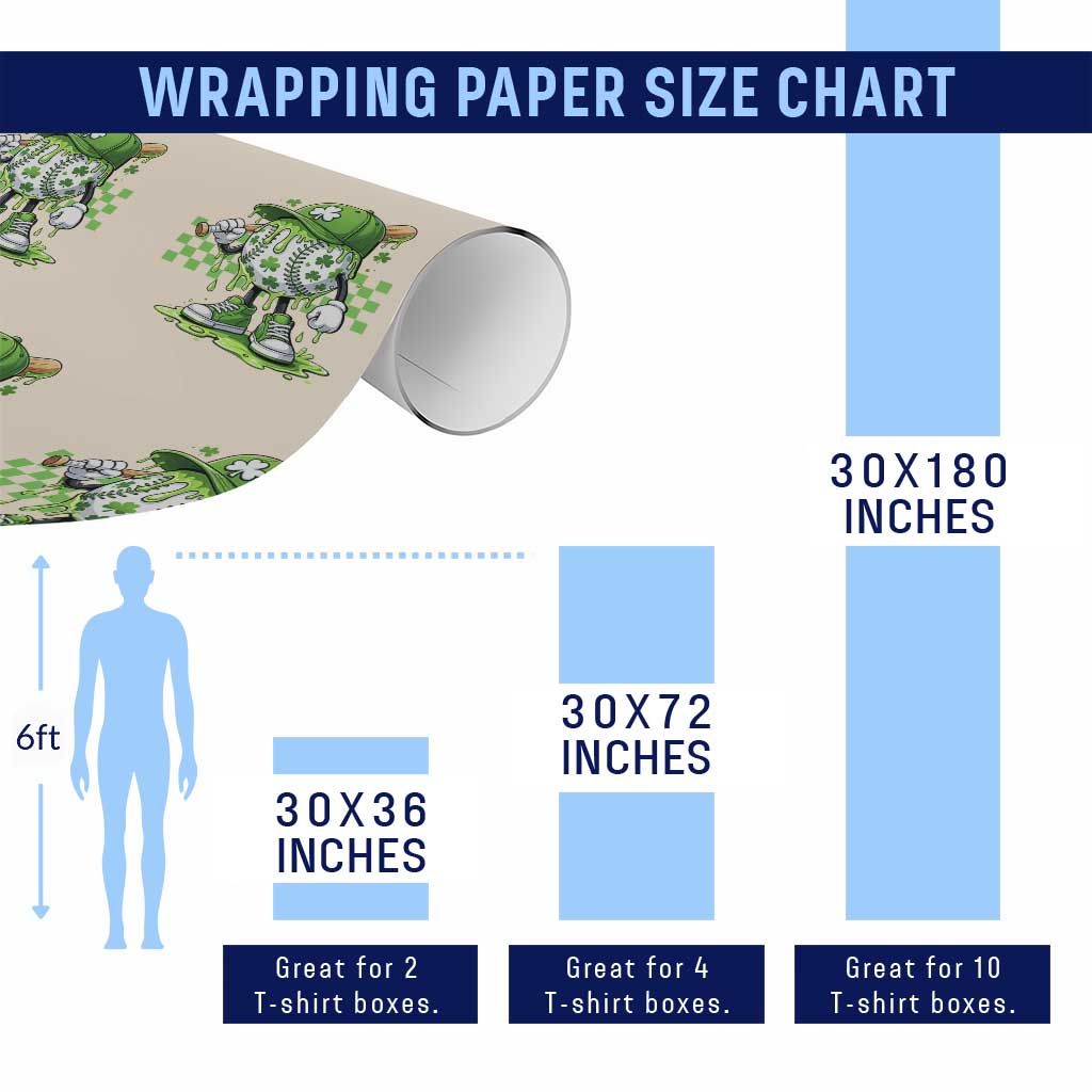 St Patricks Day Shamrock Baseball Player Gift Wrapping Paper Roll TS12 Print Your Wear