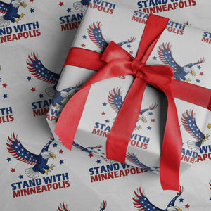 Stand With Minneapolis Wrapping Paper Roll American Eagle Protest Gift TS12 White Print Your Wear