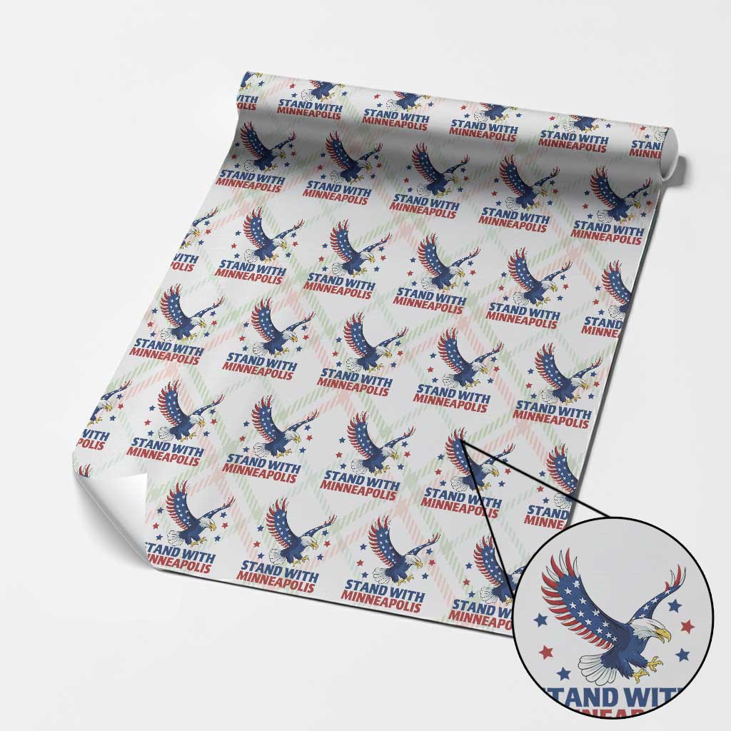 Stand With Minneapolis Wrapping Paper Roll American Eagle Protest Gift TS12 Christmas Plaid Print Your Wear