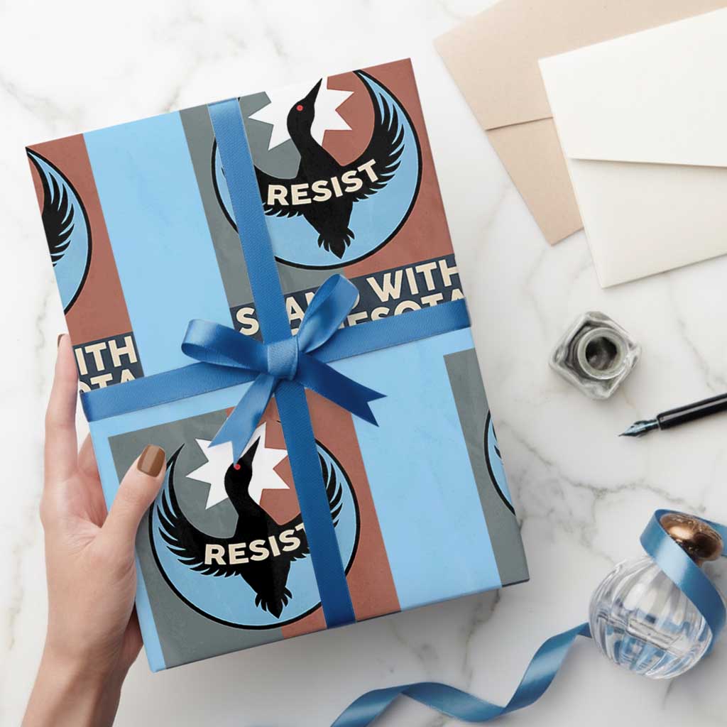 Stand With Minnesota Wrapping Paper Roll Common Loon Pride Support TS12 Light Blue Print Your Wear