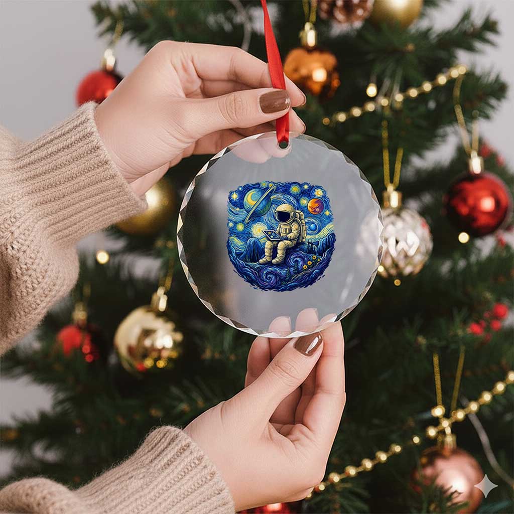 Starry Night Space Bookworm Crystal Glass Ornament Funny Astronaut Reader Gift TS12 Print Your Wear