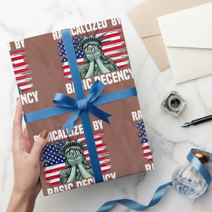 Statue of Liberty Patriotic Wrapping Paper Roll Radicalized By Basic Decency TS14 Mocha Print Your Wear
