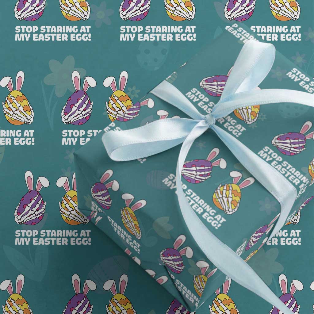 Stop Staring at My Easter Eggs Wrapping Paper Roll Funny Skeleton Bunny Easter TS14 Teal Print Your Wear