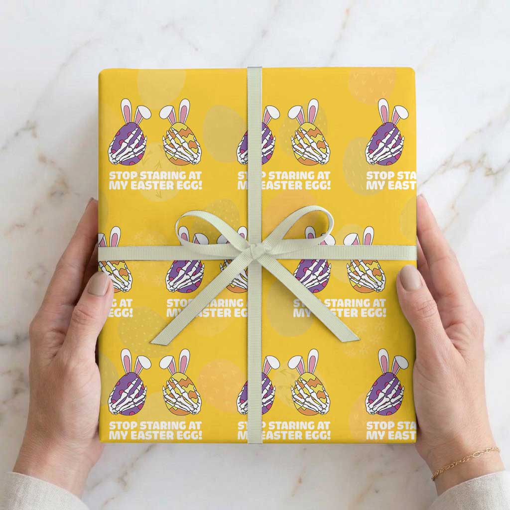 Stop Staring at My Easter Eggs Wrapping Paper Roll Funny Skeleton Bunny Easter TS14 Yellow Print Your Wear