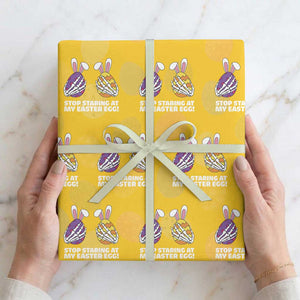 Stop Staring at My Easter Eggs Wrapping Paper Roll Funny Skeleton Bunny Easter TS14 Yellow Print Your Wear