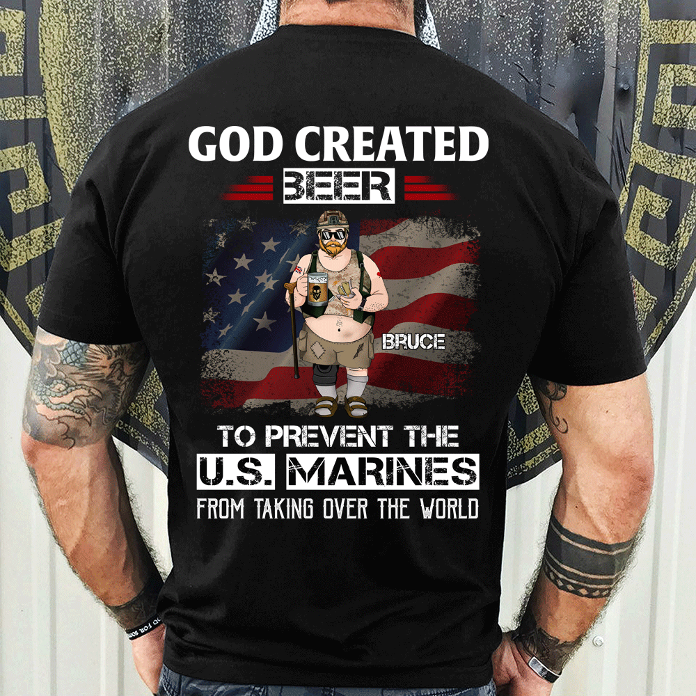 Personalized Veteran T Shirt God Created Beer To Prevent The US Veteran From Taking Over The World CTM Youth Custom - Printyourwear