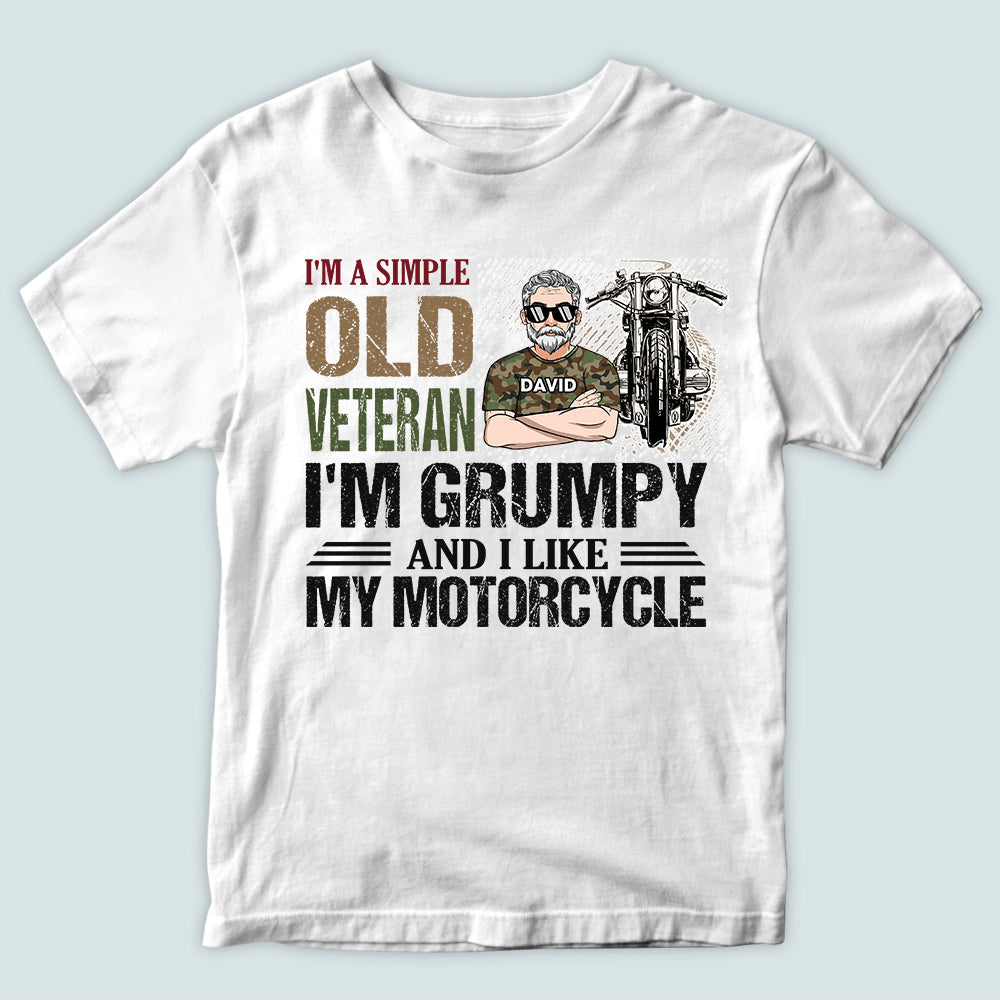 Personalized Veteran T Shirt Im A Simple Old Veteran Im Grumpy and I Like My Motorcycles CTM Youth Custom - Printyourwear