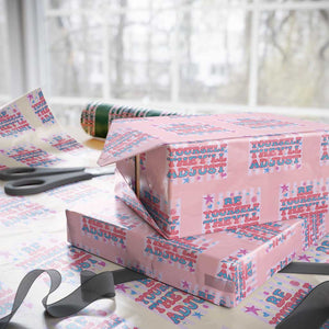 Striped Glitter Effect Printed Trans Rights Wrapping Paper Roll Be Yourself They Will Adjust TS12 Light Pink Print Your Wear