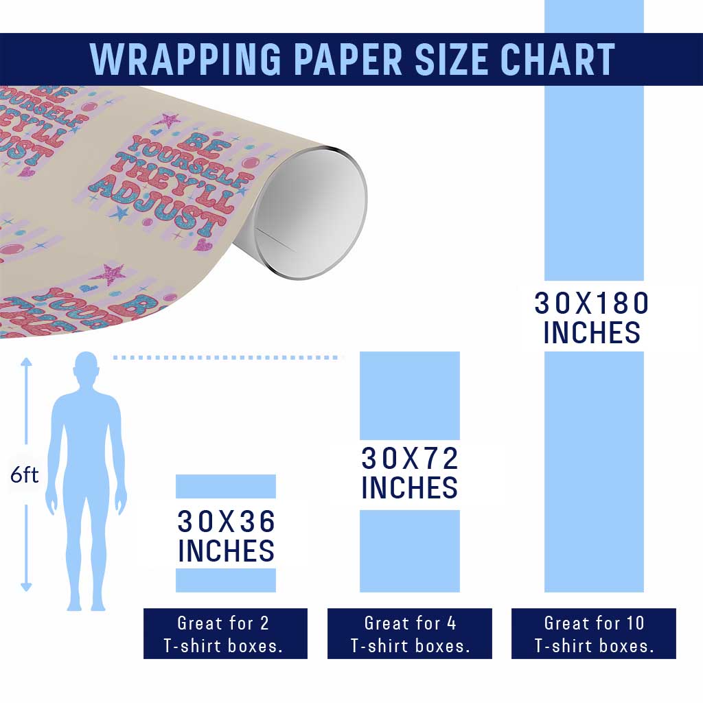 Striped Glitter Effect Printed Trans Rights Wrapping Paper Roll Be Yourself They Will Adjust TS12 Print Your Wear