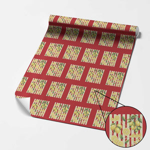 Striped Summer Lemon Wrapping Paper Roll Citrus Fruit Lover Gift TS12 Red Print Your Wear