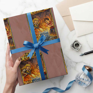 Subtle Abolish Ice Wrapping Paper Roll Retro Protest Satirical Graphic Let's Destroy Ice TS10 Mocha Print Your Wear