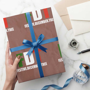 Subtle FDT Christmas Wrapping Paper Roll Hidden Message Funny Festive December Tree TS10 Mocha Print Your Wear