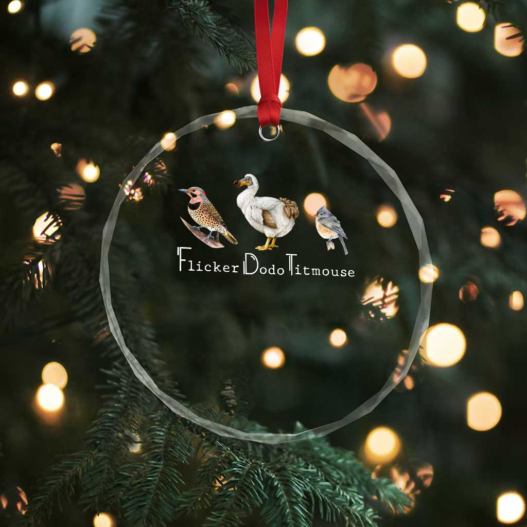 Subtle FDT Crystal Glass Ornament Flicker Dodo Titmouse Bird TS10 Print Your Wear