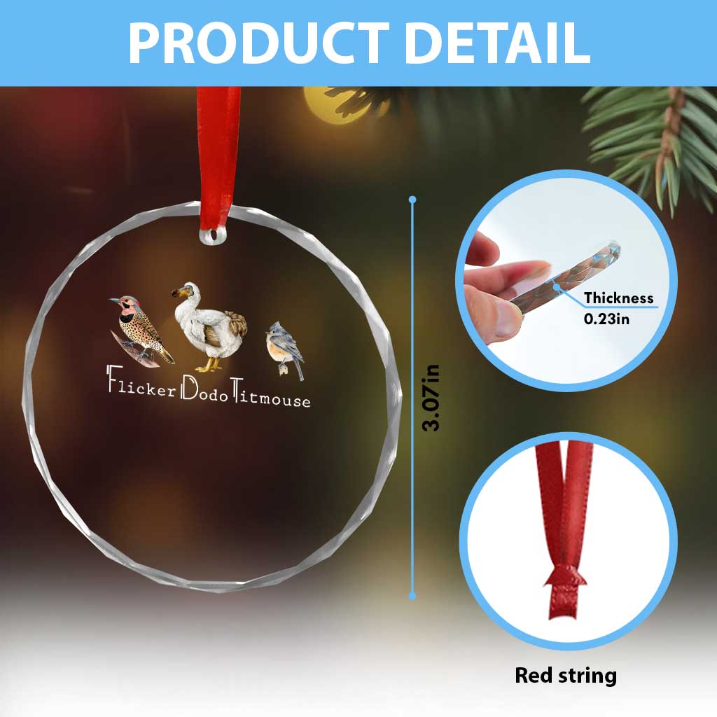 Subtle FDT Crystal Glass Ornament Flicker Dodo Titmouse Bird TS10 Print Your Wear