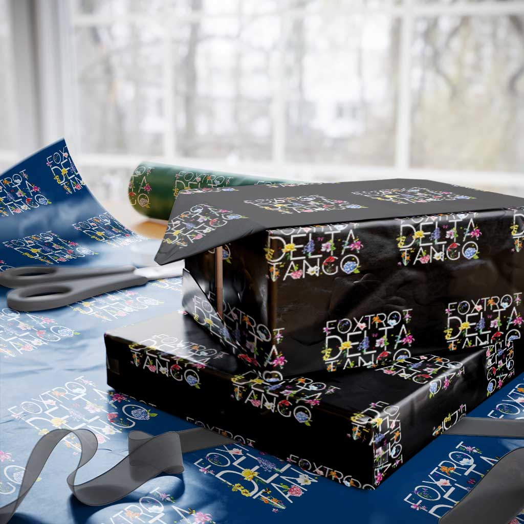 Subtle FDT Floral Wrapping Paper Roll Foxtrot Delta Tango Flower Resist TS10 Black Print Your Wear