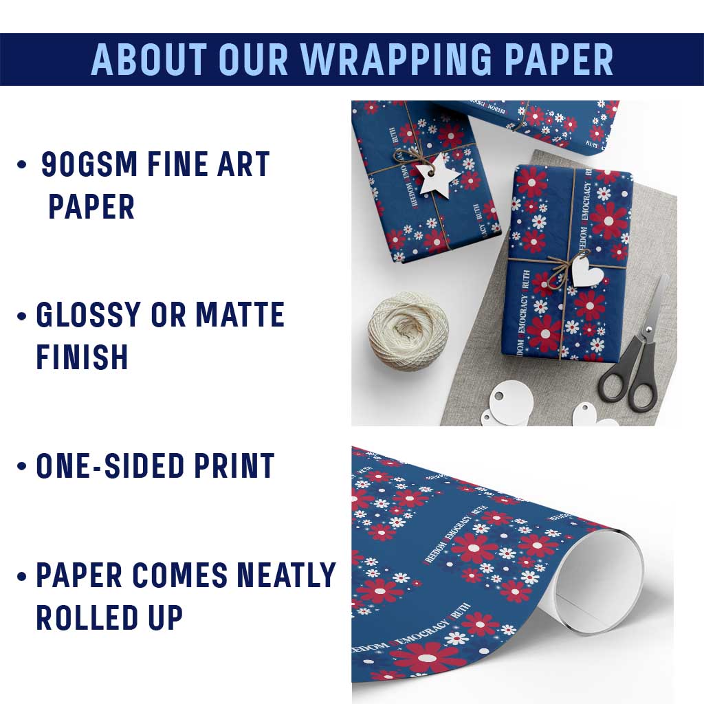 Subtle FDT Wrapping Paper Roll Boho Floral Red White Blue Social Justice TS10 Print Your Wear