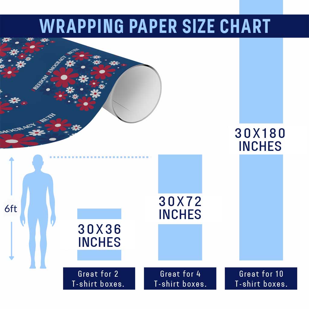 Subtle FDT Wrapping Paper Roll Boho Floral Red White Blue Social Justice TS10 Print Your Wear