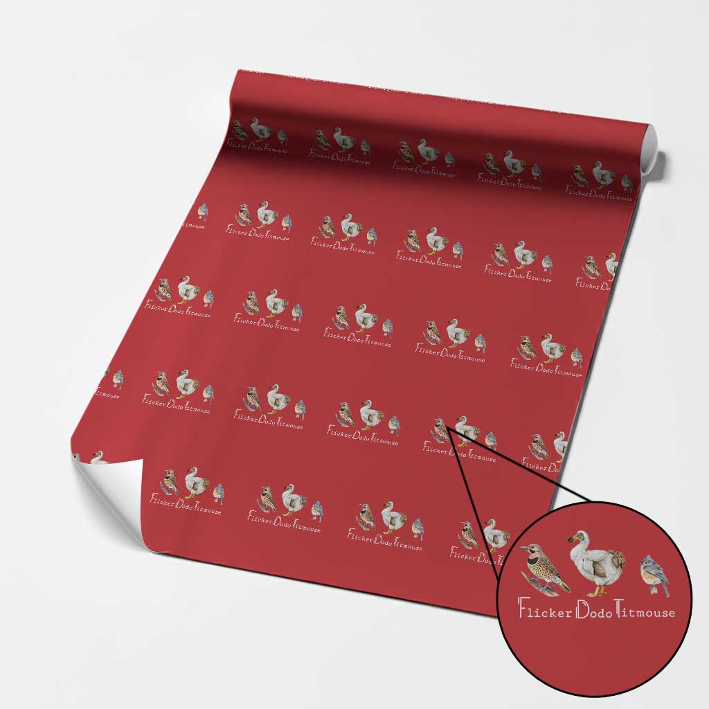 Subtle FDT Wrapping Paper Roll Flicker Dodo Titmouse Bird TS10 Red Print Your Wear