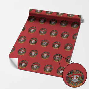 Sugar Skull Mexican Christmas Wrapping Paper Roll TS14 Red Print Your Wear