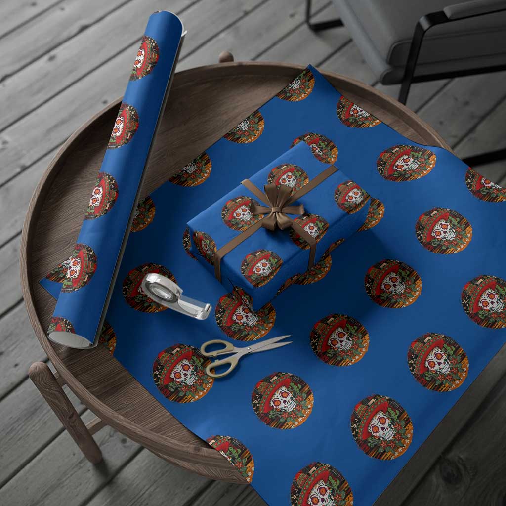 Sugar Skull Mexican Christmas Wrapping Paper Roll TS14 Blue Print Your Wear