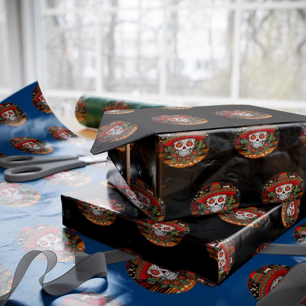 Sugar Skull Mexican Christmas Wrapping Paper Roll TS14 Black Print Your Wear