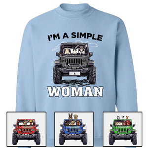 Custom Jeep T Shirt Im A Simple Woman, Gift For Dog and Cat Lovers CTM00 Custom - Printyourwear