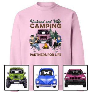 Custom Jeep Shirts, Husband And Wife Camping Partners For Life, Jeep Couple Apparel CTM Custom - Printyourwear