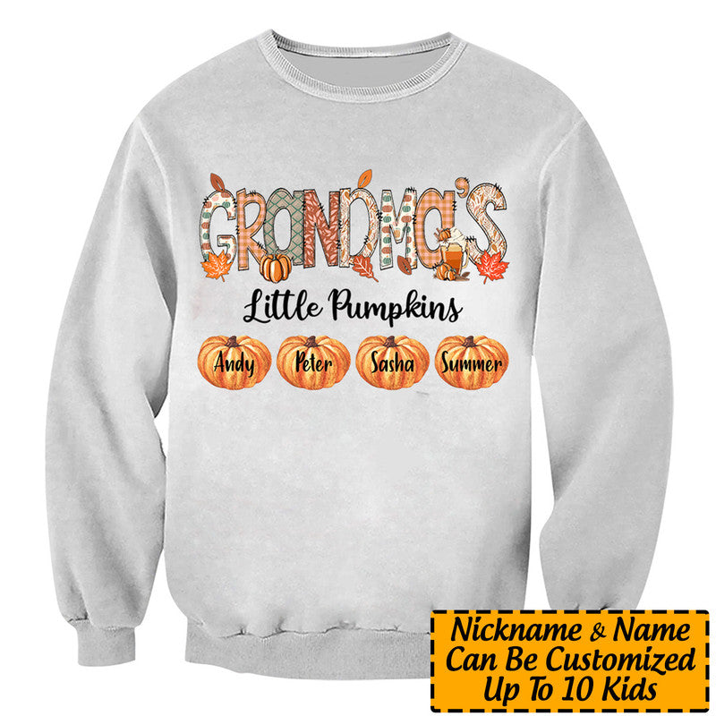 Personalized Halloween Grandma Gift Mimis Little Pumpkins Sweatshirt CTM Adult Custom - Printyourwear