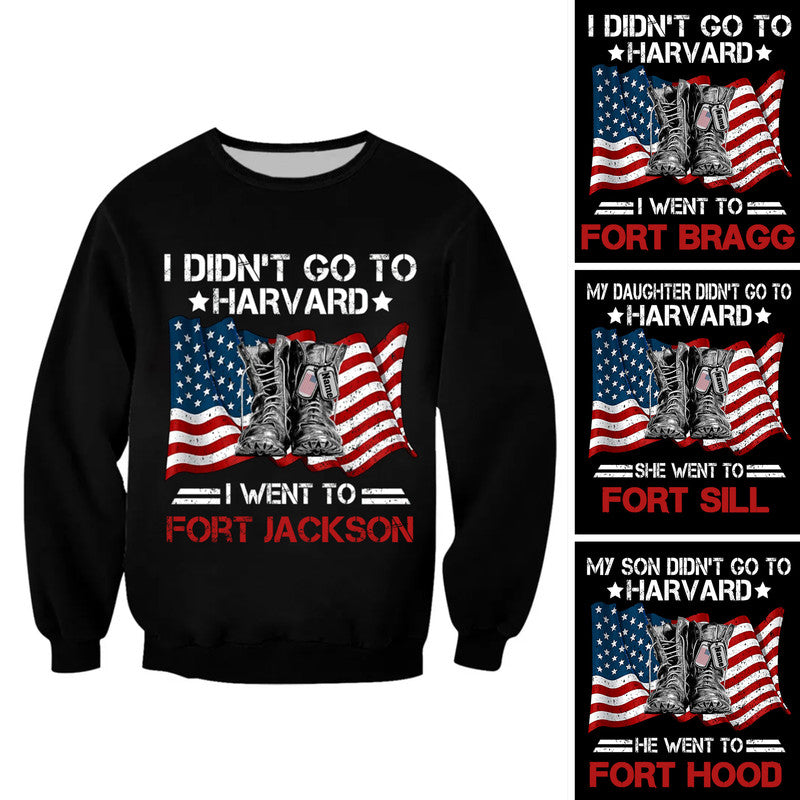 Personalized I Did Not Go To Harvard I Went To Fort Hood Sweatshirt Soldier Gift CTM Adult Custom - Printyourwear