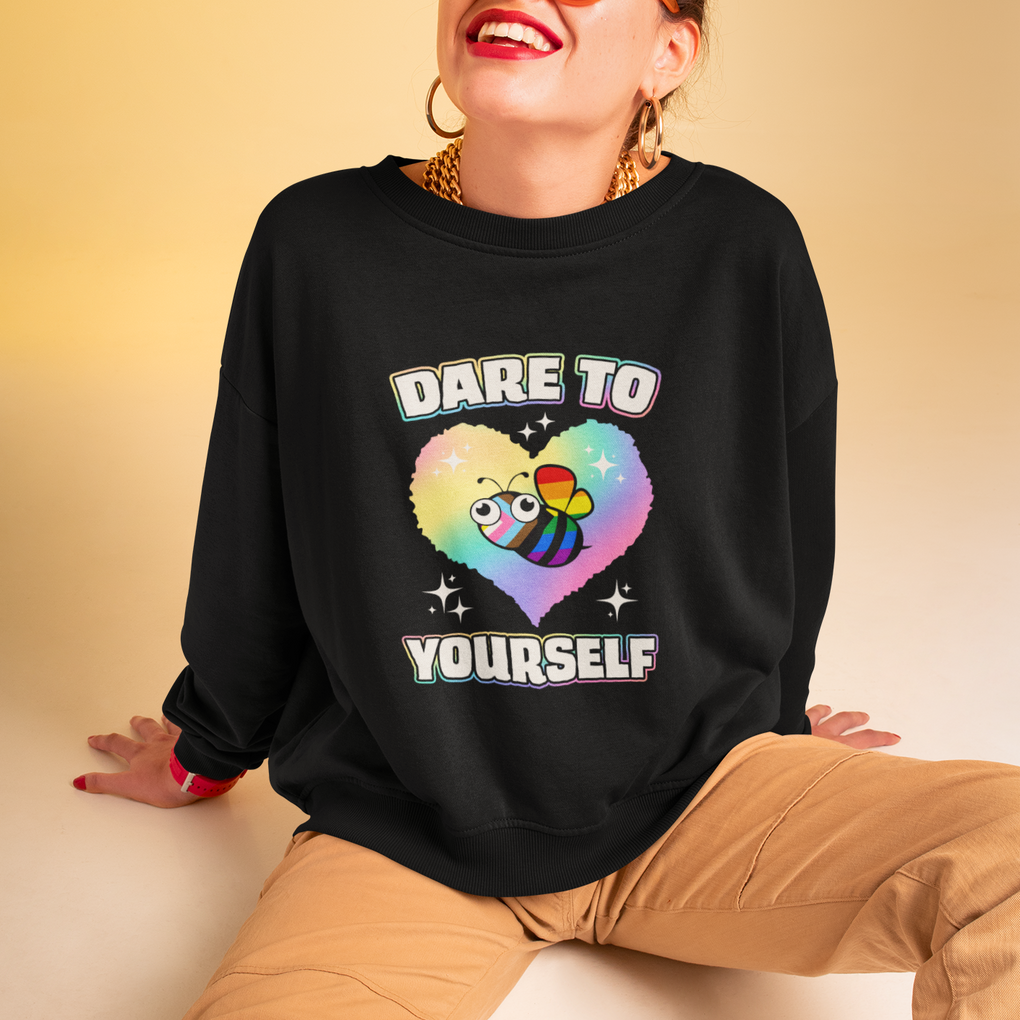 LGBT Cute Bee Sweatshirt Dare To Be Yourself LGBTQIA Gay Pride Flag TS02 Printyourwear