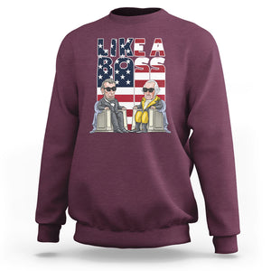 Presidents Day Sweatshirt Like A Boss Washington Lincoln Abe George US Flag TS09 Maroon Printyourwear